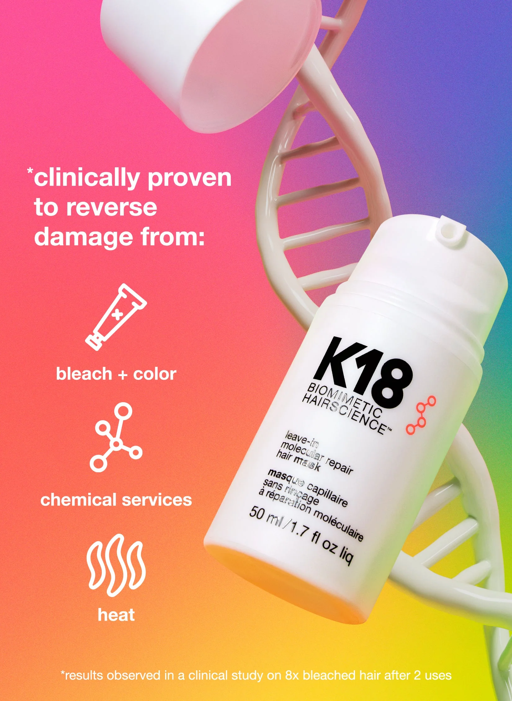 Full Size Leave-in Molecular Repair Hair Mask (50mL) - K18™ Peptide - Image 8